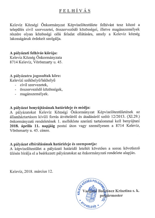 felhivas civil paly 2018keleviz
