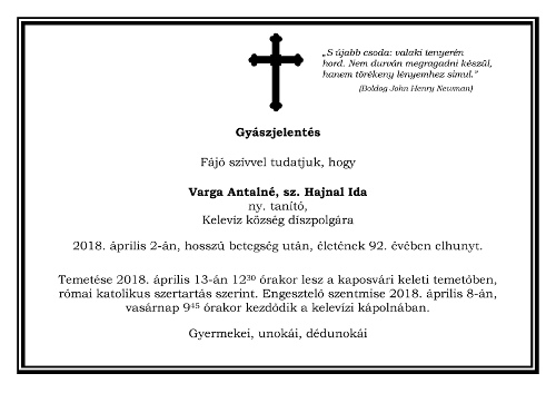 gyaszjelentes varga antalne