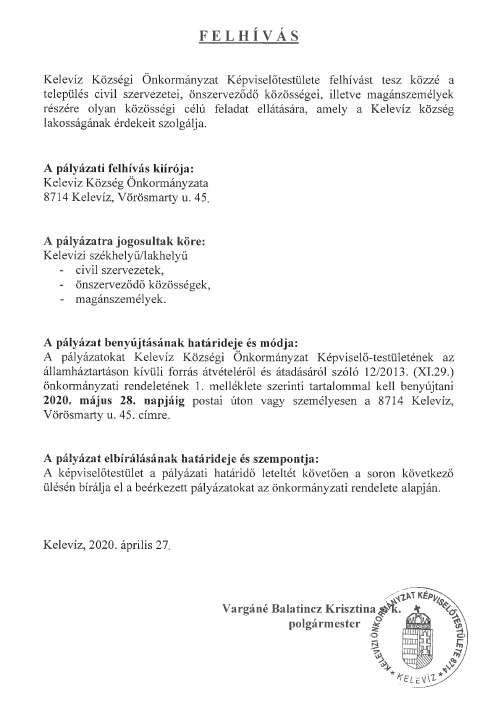 palyazat kozossegi feladatellatas 2020 K